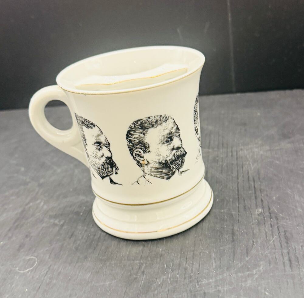 Porcelain Shaving Mug Mustache Cup Bearded Men Barbershop Decor